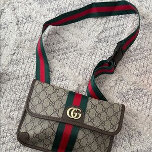 Gucci Beige and Green Crossbody Bag